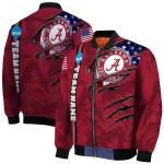 customized alabama crimson tide usa flag claws crimson bomber jacket best selling