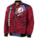 customized alabama crimson tide usa flag claws crimson bomber jacket best selling