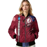 customized alabama crimson tide usa flag claws crimson bomber jacket best selling