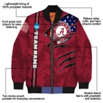 customized alabama crimson tide usa flag claws crimson bomber jacket best selling