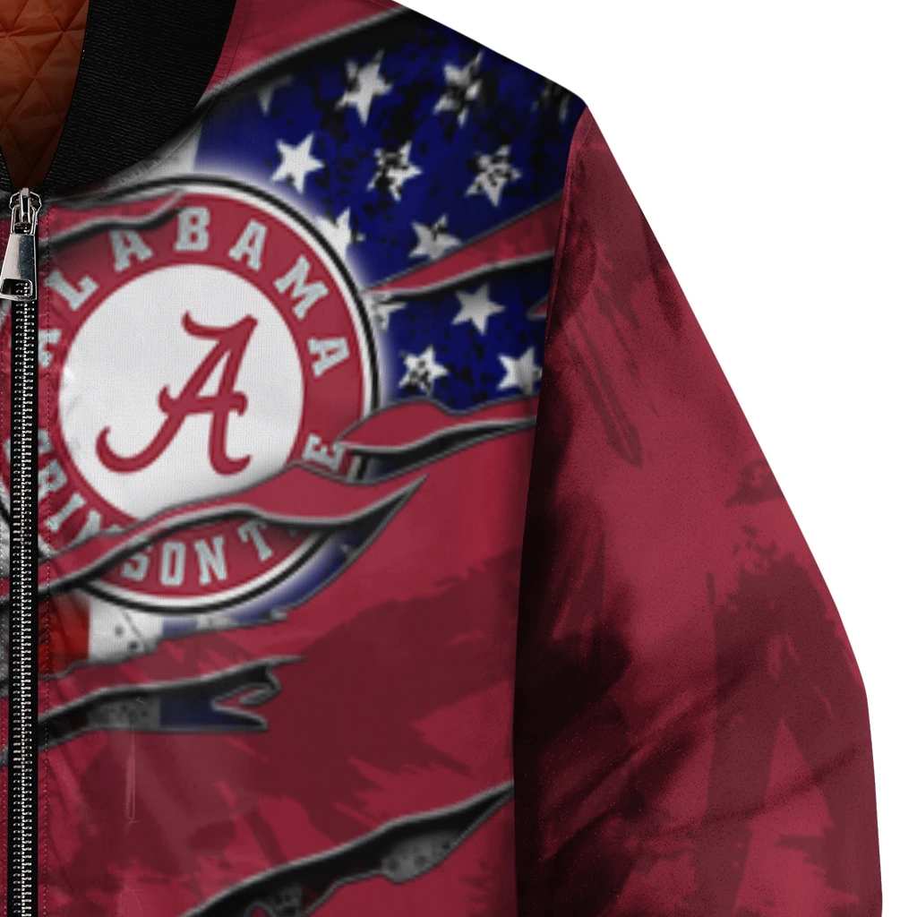 customized alabama crimson tide usa flag claws crimson bomber jacket premium grade customized alabama crimson tide usa flag claws crimson bomber jacket premium grade
