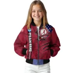 customized alabama crimson tide usa flag claws crimson bomber jacket best selling