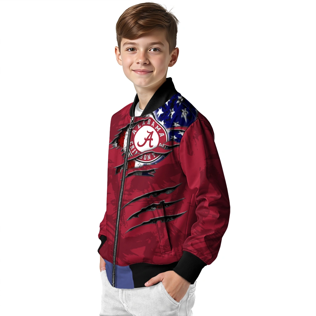 customized alabama crimson tide usa flag claws crimson bomber jacket trendy customized alabama crimson tide usa flag claws crimson bomber jacket trendy