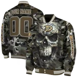 customized anaheim ducks camouflage skull camouflage varsity jacket best selling