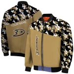 customized anaheim ducks flag scratch effect gold bomber jacket best selling