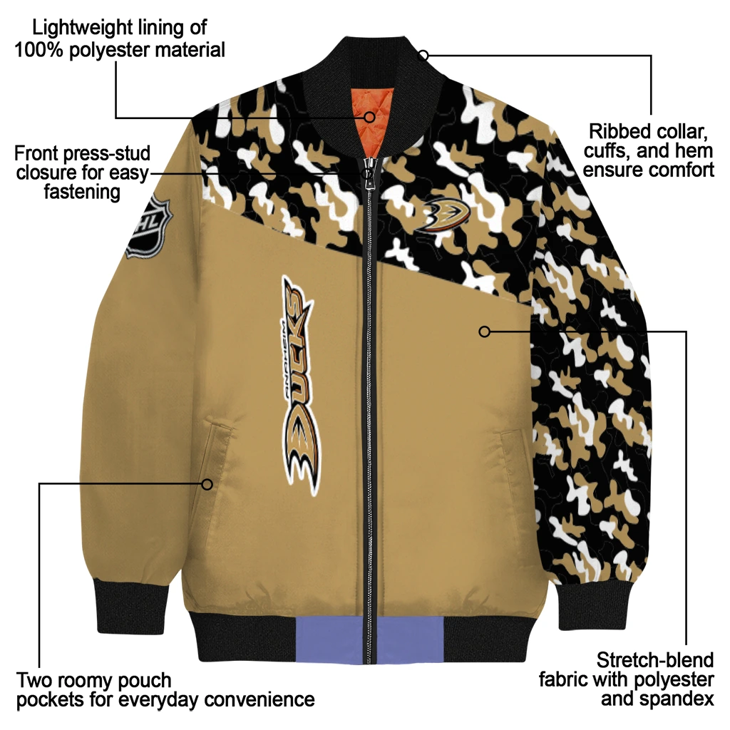 customized anaheim ducks flag scratch effect gold bomber jacket new arrival customized anaheim ducks flag scratch effect gold bomber jacket new arrival
