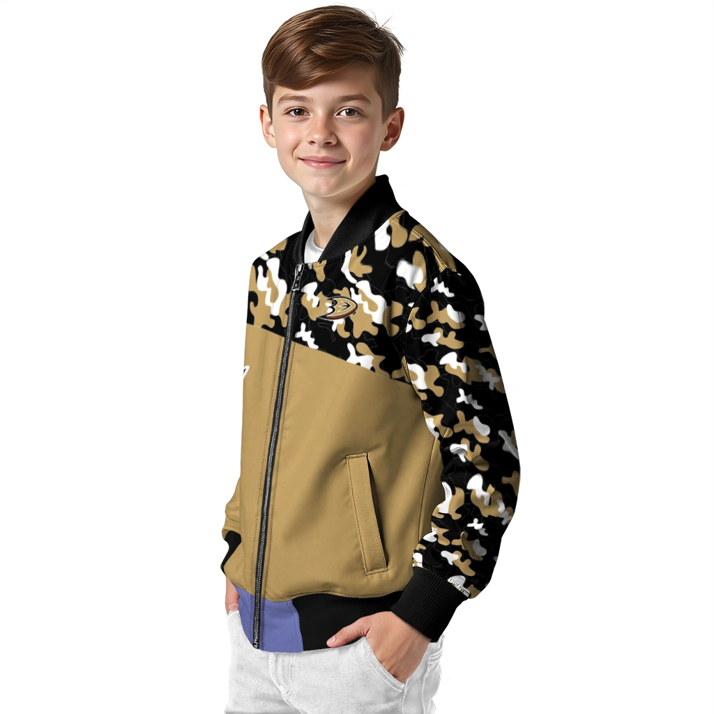 customized anaheim ducks flag scratch effect gold bomber jacket trendy customized anaheim ducks flag scratch effect gold bomber jacket trendy