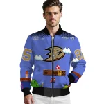customized anaheim ducks mario blocks blue black bomber jacket best selling