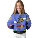customized anaheim ducks mario blocks blue black bomber jacket best selling
