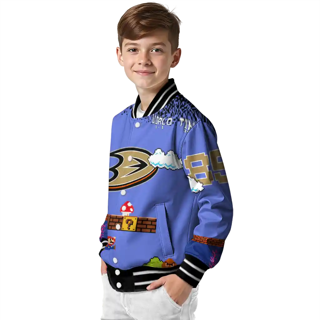 customized anaheim ducks mario blocks blue black varsity jacket trendy customized anaheim ducks mario blocks blue black varsity jacket trendy
