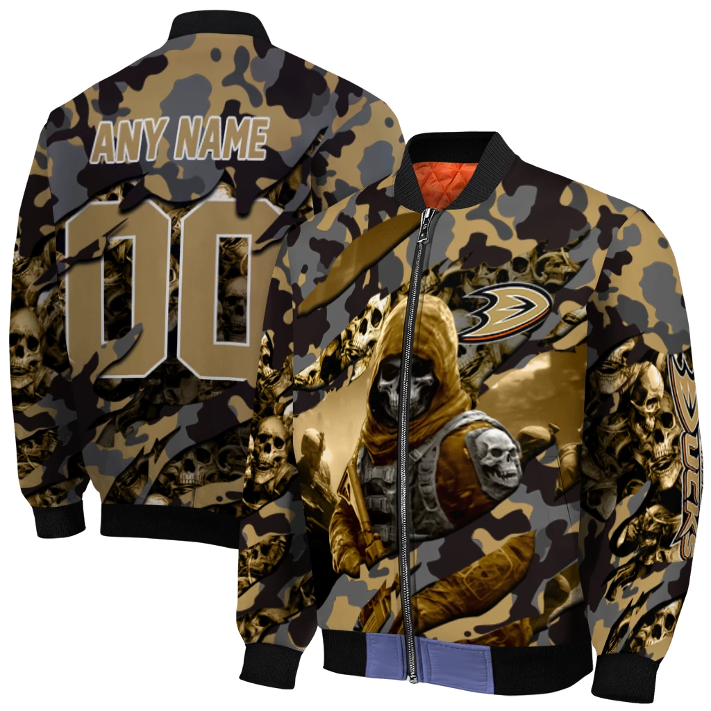 customized anaheim ducks skull horde gold bomber jacket best selling customized anaheim ducks skull horde gold bomber jacket best selling