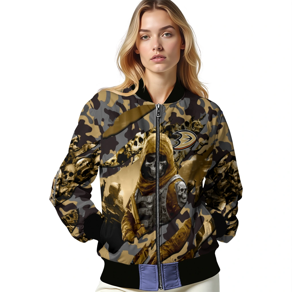 customized anaheim ducks skull horde gold bomber jacket latest model customized anaheim ducks skull horde gold bomber jacket latest model