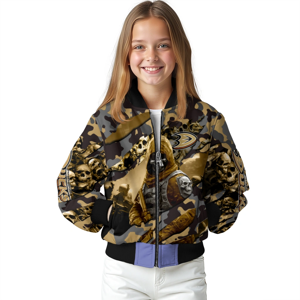 customized anaheim ducks skull horde gold bomber jacket top rated customized anaheim ducks skull horde gold bomber jacket top rated