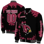 customized arizona cardinals burst splatter red varsity jacket best selling