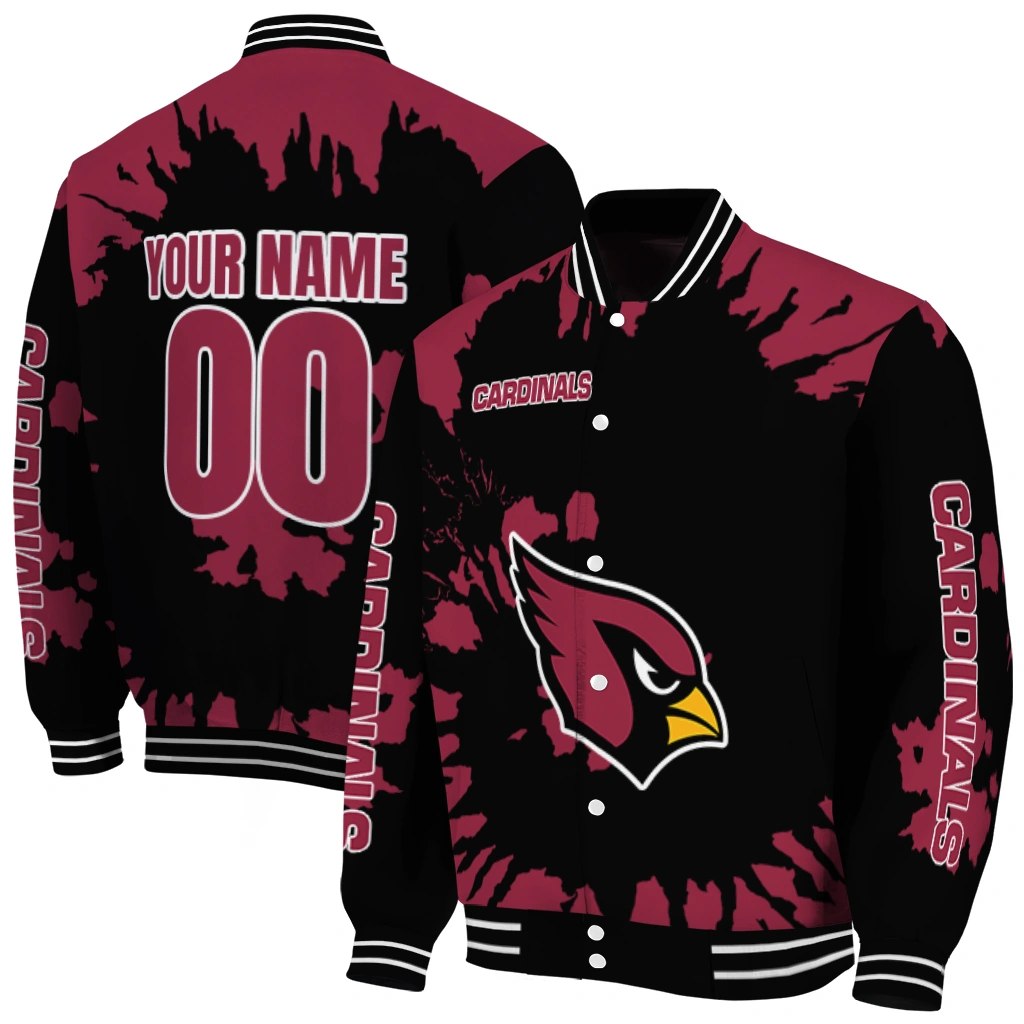 customized arizona cardinals burst splatter red varsity jacket fashion forward customized arizona cardinals burst splatter red varsity jacket fashion forward