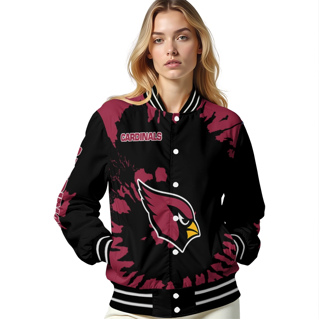 customized arizona cardinals burst splatter red varsity jacket latest model customized arizona cardinals burst splatter red varsity jacket latest model