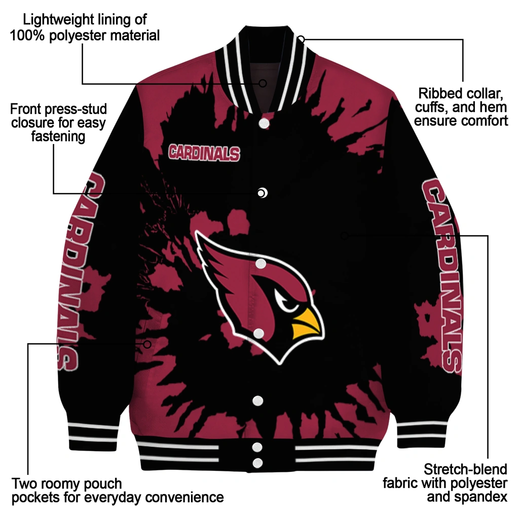 customized arizona cardinals burst splatter red varsity jacket new arrival customized arizona cardinals burst splatter red varsity jacket new arrival