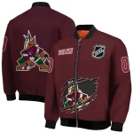 customized arizona coyotes claw rip red bomber jacket best selling