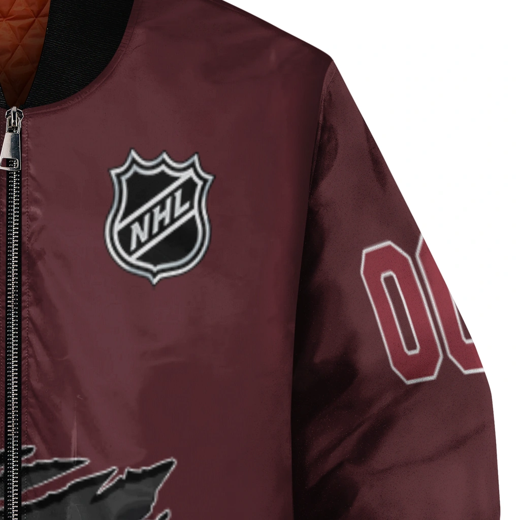 customized arizona coyotes claw rip red bomber jacket premium grade customized arizona coyotes claw rip red bomber jacket premium grade