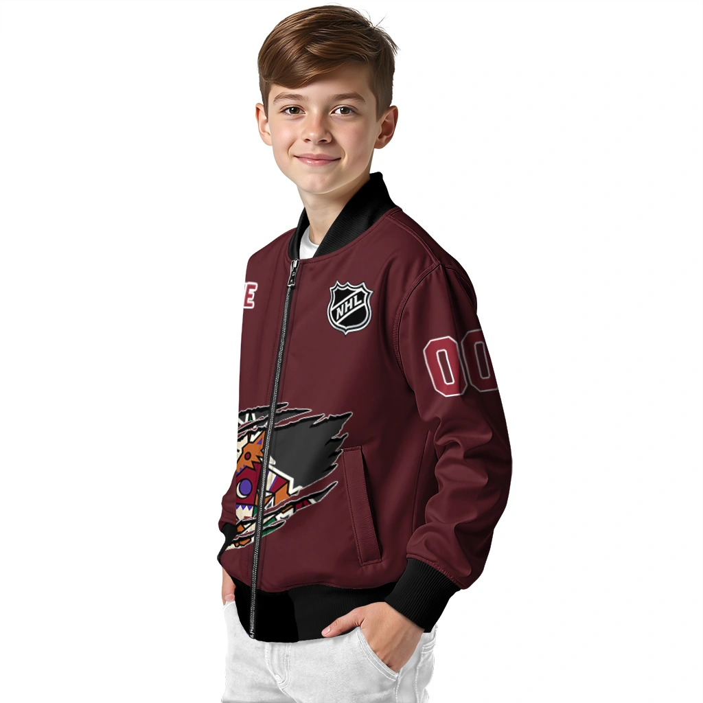 customized arizona coyotes claw rip red bomber jacket trendy customized arizona coyotes claw rip red bomber jacket trendy