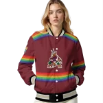 customized arizona coyotes rainbow jersey number red varsity jacket best selling