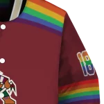 customized arizona coyotes rainbow jersey number red varsity jacket best selling