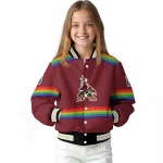 customized arizona coyotes rainbow jersey number red varsity jacket best selling