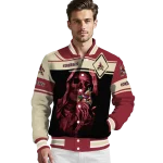 customized arizona coyotes reaper hands red black varsity jacket best selling