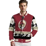 customized arizona coyotes skull stripe red black varsity jacket best selling