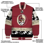 customized arizona coyotes skull stripe red black varsity jacket best selling