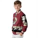 customized arizona coyotes skull stripe red black varsity jacket best selling