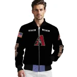 customized arizona diamondbacks american flag skull black bomber jacket best selling