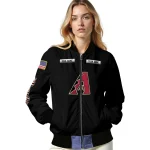 customized arizona diamondbacks american flag skull black bomber jacket best selling