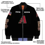 customized arizona diamondbacks american flag skull black bomber jacket best selling
