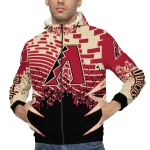 customized arizona diamondbacks brick motion red black windbreaker jacket best selling