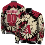 customized arizona diamondbacks burst splatter red varsity jacket best selling