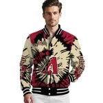 customized arizona diamondbacks burst splatter red varsity jacket best selling