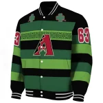 customized arizona diamondbacks clover green lines green black varsity jacket best selling