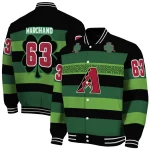 customized arizona diamondbacks clover green lines green black varsity jacket best selling