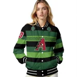 customized arizona diamondbacks clover green lines green black varsity jacket best selling