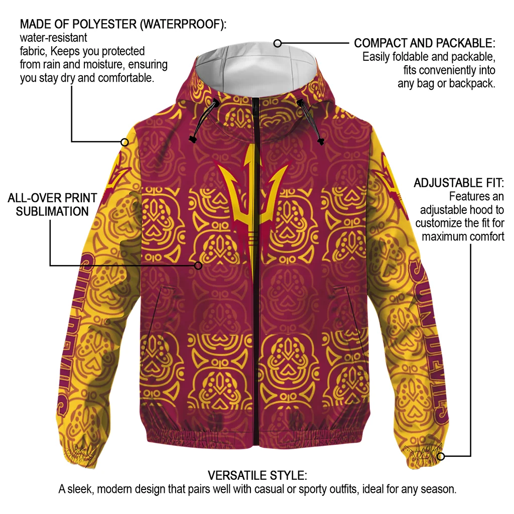 customized arizona state sun devils cat eyes maroon windbreaker jacket new arrival customized arizona state sun devils cat eyes maroon windbreaker jacket new arrival