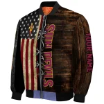 customized arizona state sun devils flag wood brown bomber jacket best selling