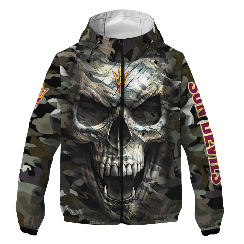 customized arizona state sun devils skull camo camouflage windbreaker jacket best selling customized arizona state sun devils skull camo camouflage windbreaker jacket best selling