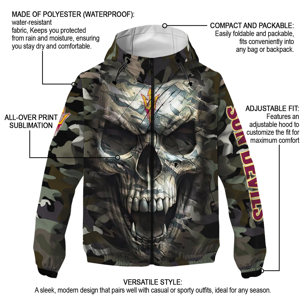 customized arizona state sun devils skull camo camouflage windbreaker jacket new arrival customized arizona state sun devils skull camo camouflage windbreaker jacket new arrival