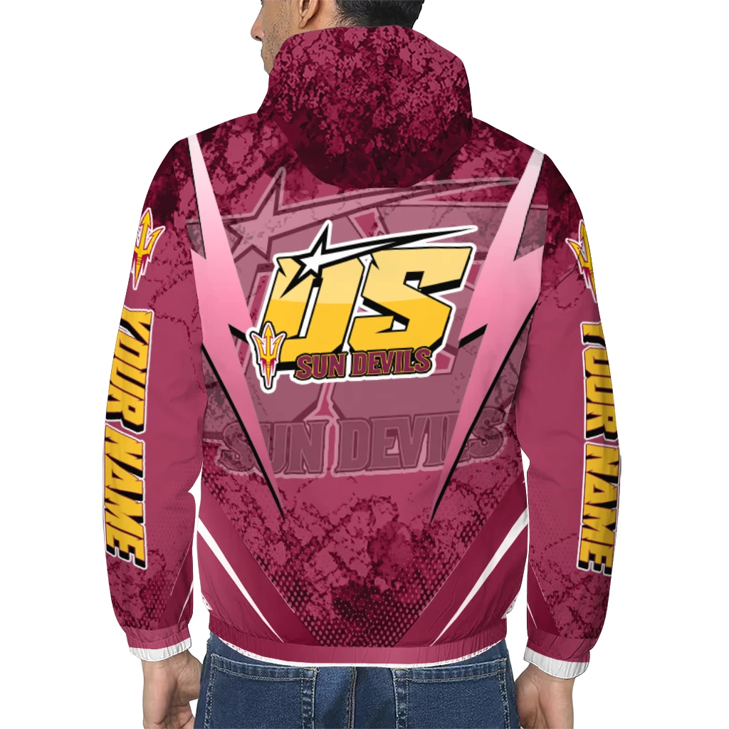 customized arizona state sun devils us rock star maroon windbreaker jacket trendy customized arizona state sun devils us rock star maroon windbreaker jacket trendy