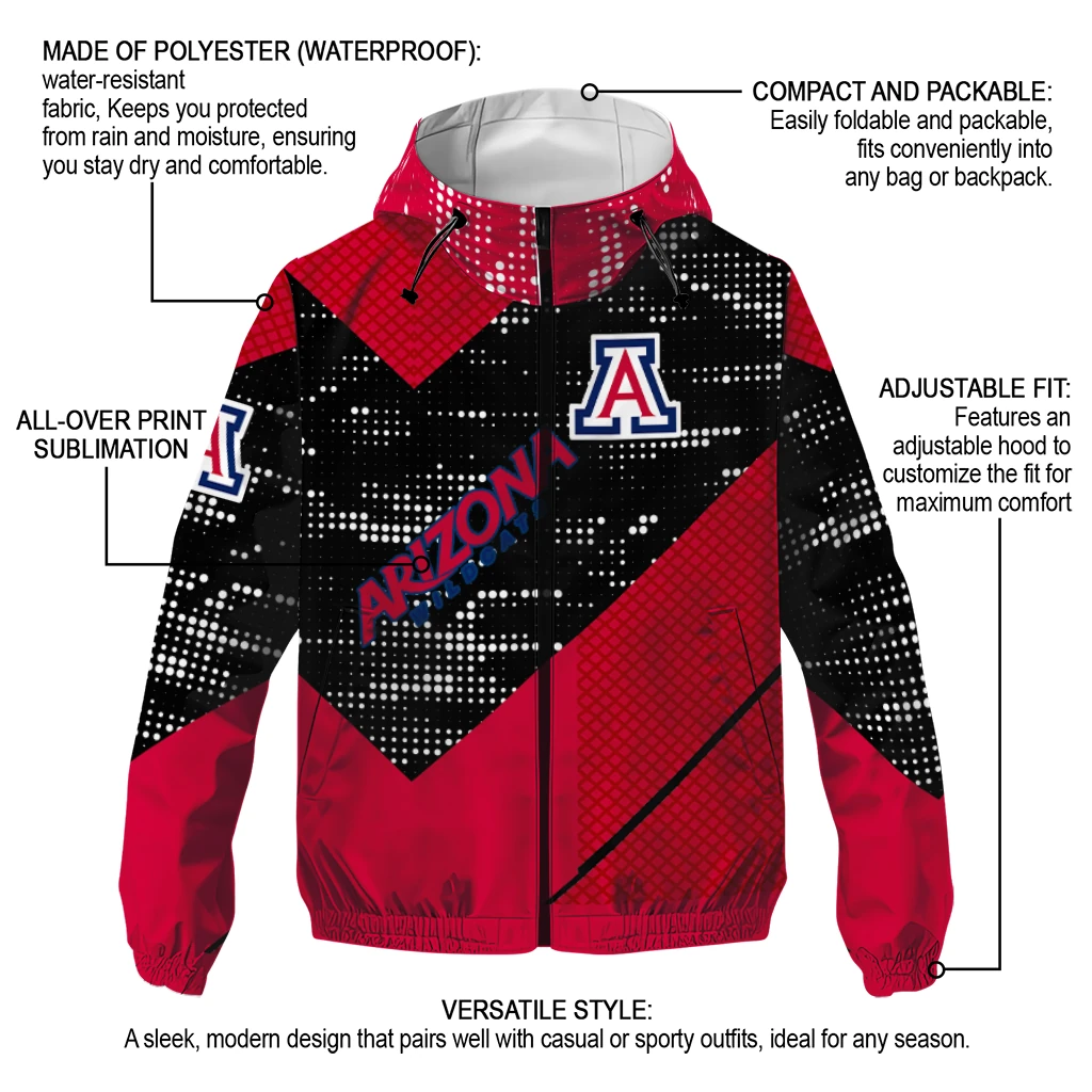 customized arizona wildcats arrow matrix red black windbreaker jacket new arrival customized arizona wildcats arrow matrix red black windbreaker jacket new arrival