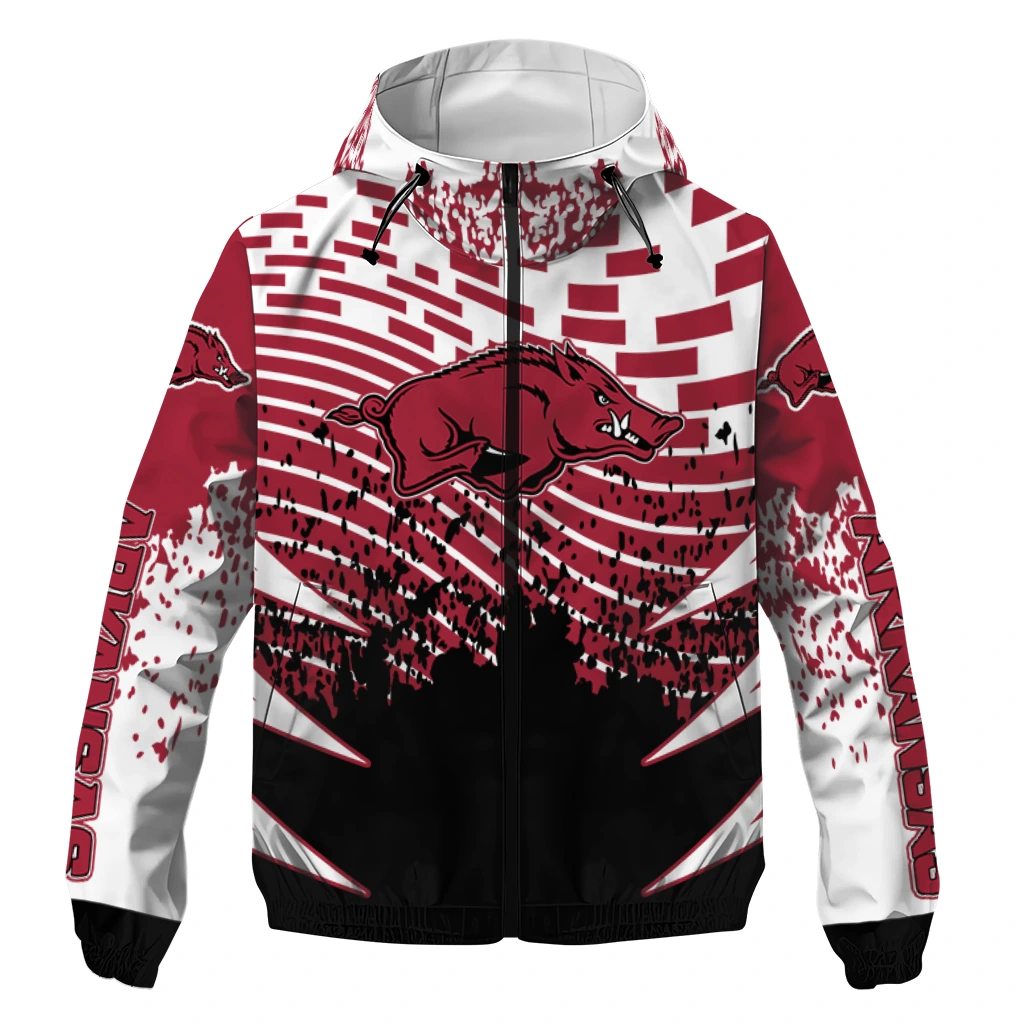customized arkansas razorbacks brick motion red black windbreaker jacket best selling customized arkansas razorbacks brick motion red black windbreaker jacket best selling