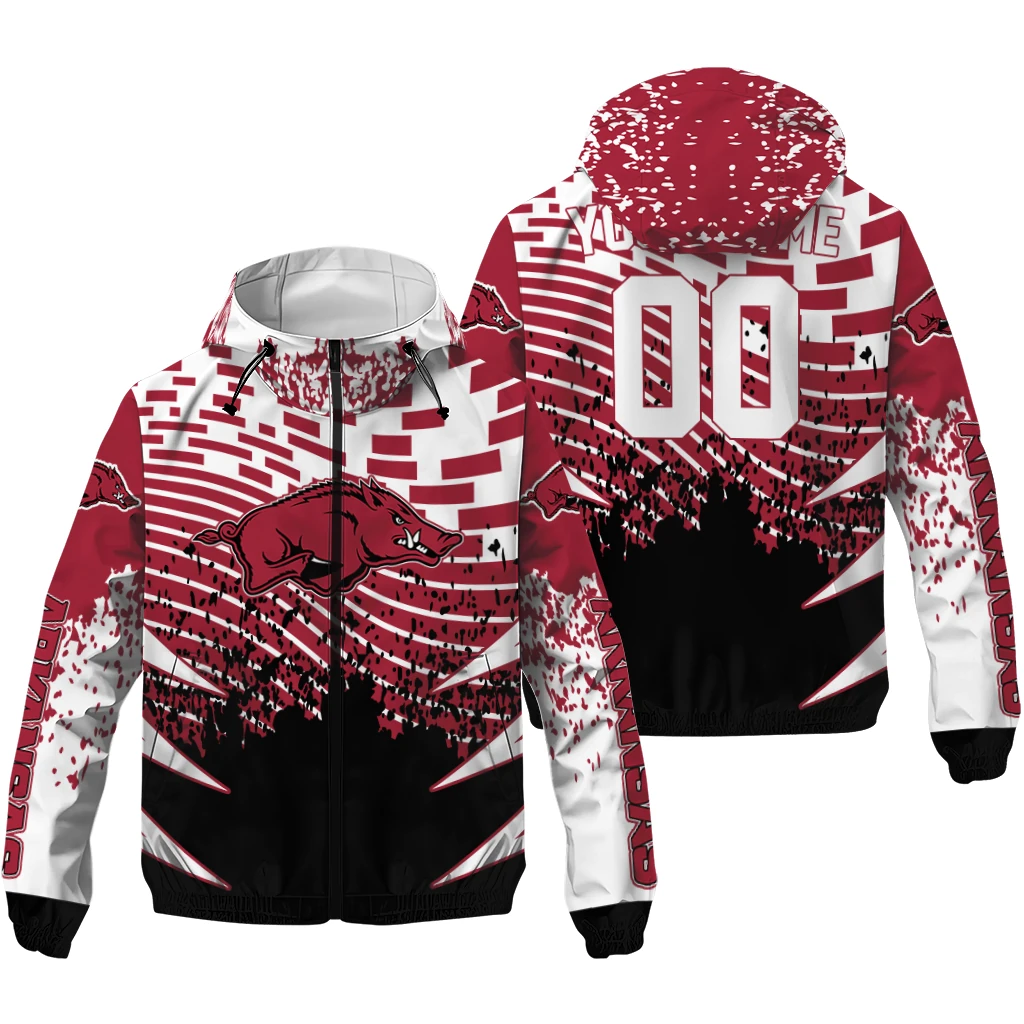 customized arkansas razorbacks brick motion red black windbreaker jacket high quality customized arkansas razorbacks brick motion red black windbreaker jacket high quality