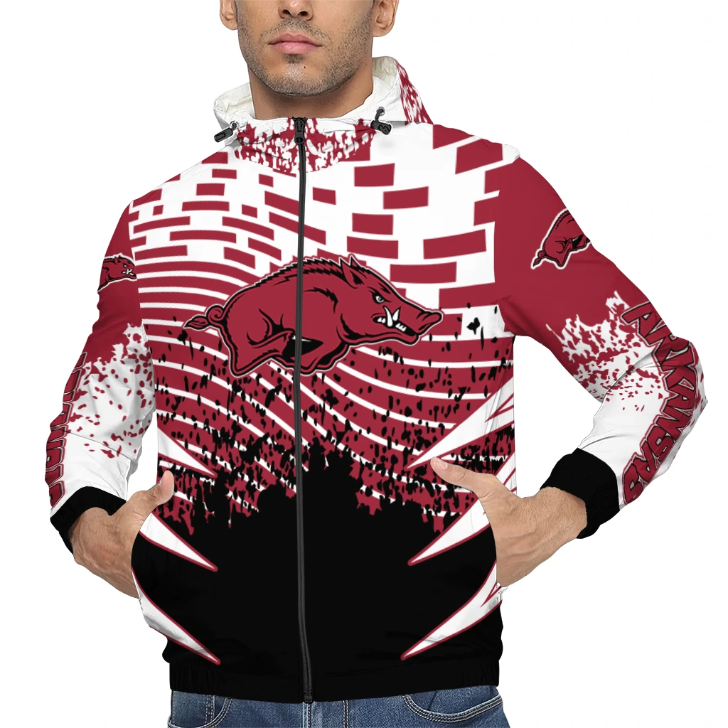 customized arkansas razorbacks brick motion red black windbreaker jacket top rated customized arkansas razorbacks brick motion red black windbreaker jacket top rated