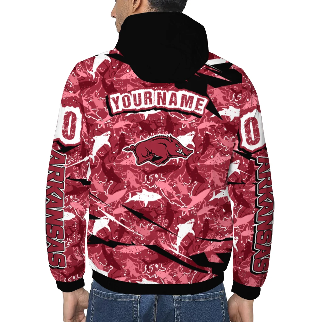 customized arkansas razorbacks shark art red windbreaker jacket trendy customized arkansas razorbacks shark art red windbreaker jacket trendy